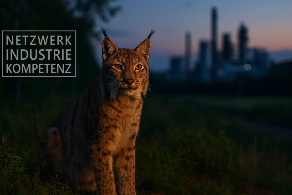 Der Luchs steht für genaue genaue Analyse und Einsatzbereitschaft. Er ist deshalb das Key Visual des Netzwerk | Industrie | Kompetenz